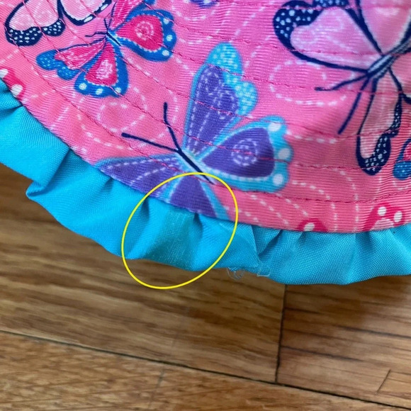4/$25 UV Skinz Baby Reversible Bucket Sun Hat Blue and Pink Butterflies - Picture 8 of 10